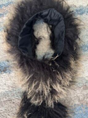 Danier Mongolian Lamb Fur Black/Tan Scarf